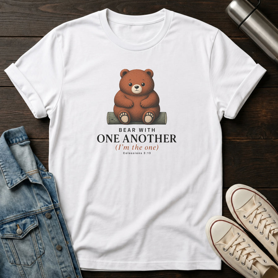 White — Bear With One T-Shirt