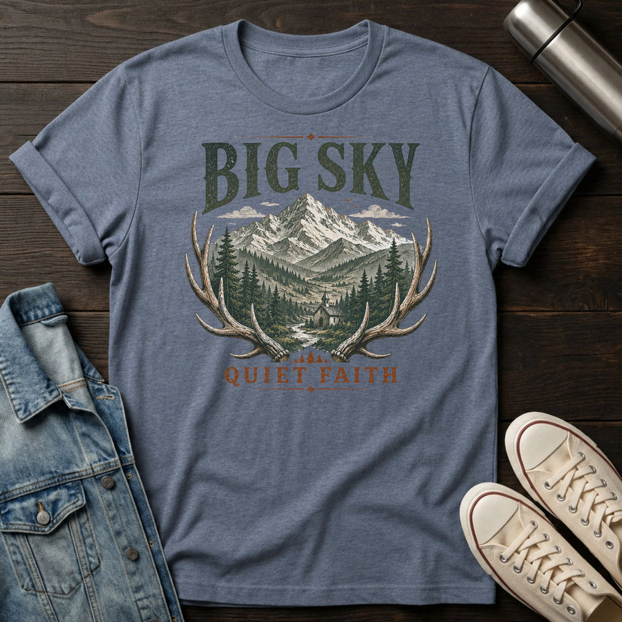 Heather Indigo — Big Sky Quiet Faith T-Shirt