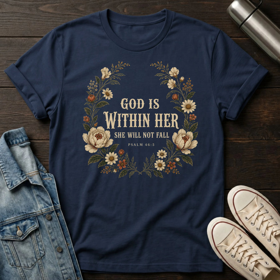 Navy — God is Within Her T-Shirt