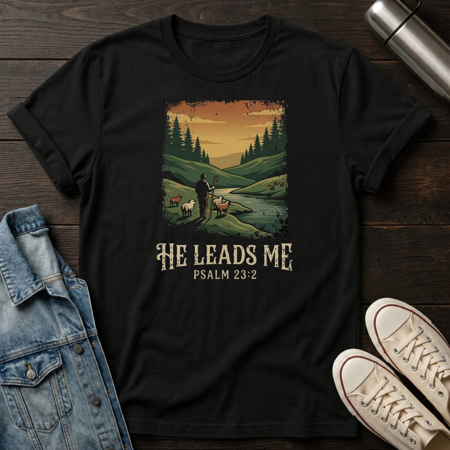 He Leads Me T-Shirt