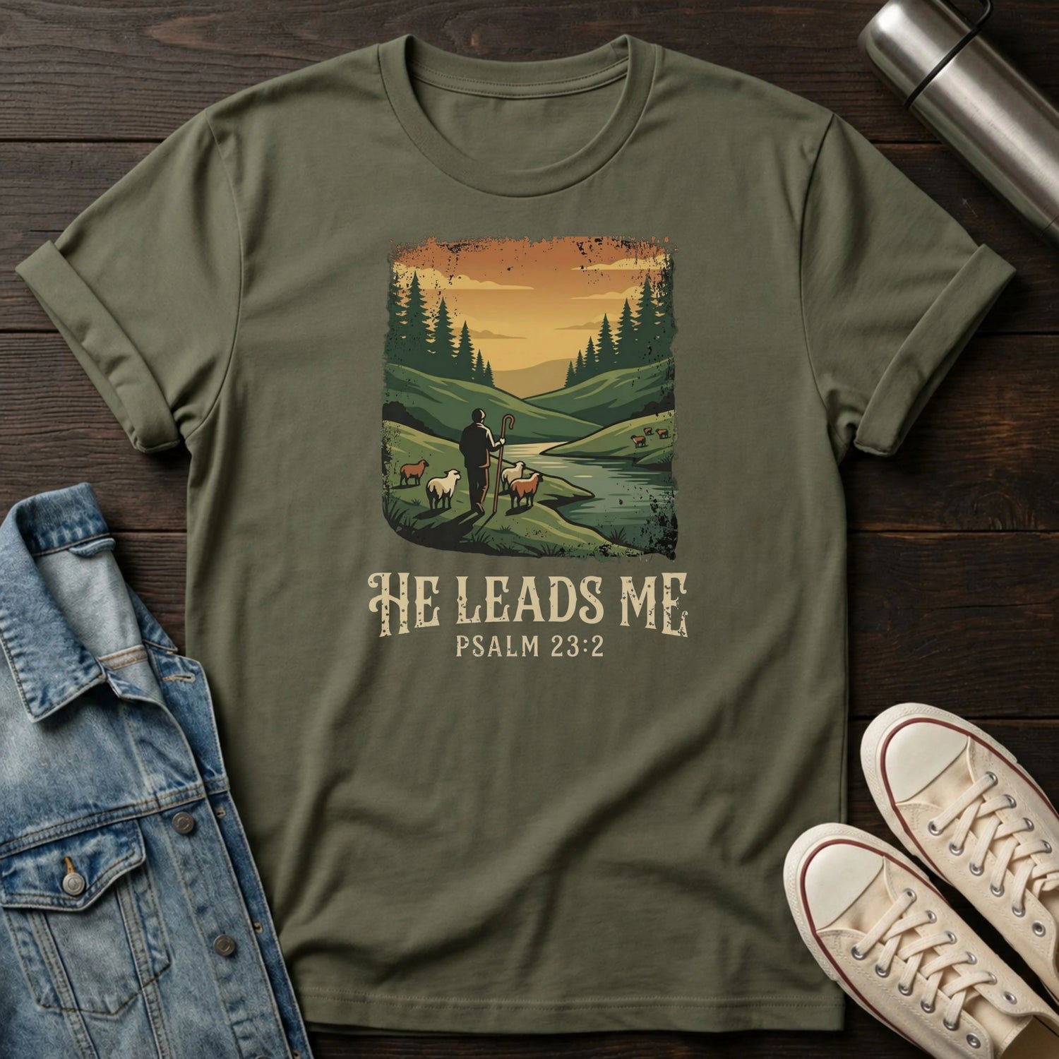 He Leads Me T-Shirt