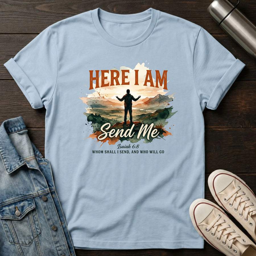 Light Blue — Here I Am Send Me T-Shirt