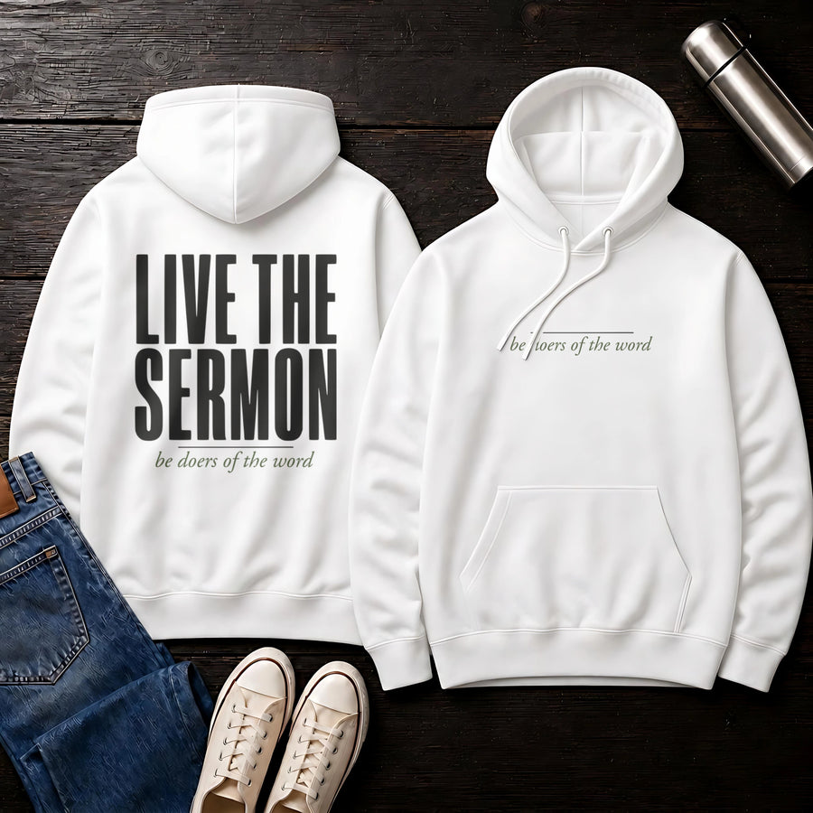 White — Live The Sermon Hoodie