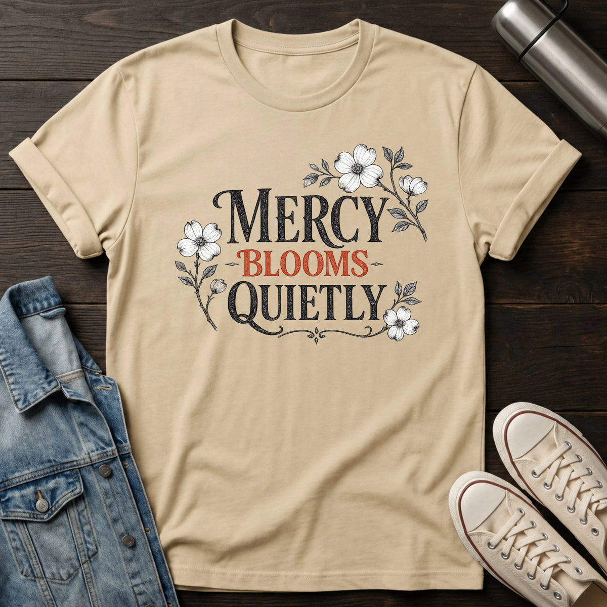 Mercy Blooms Quietly T-Shirt