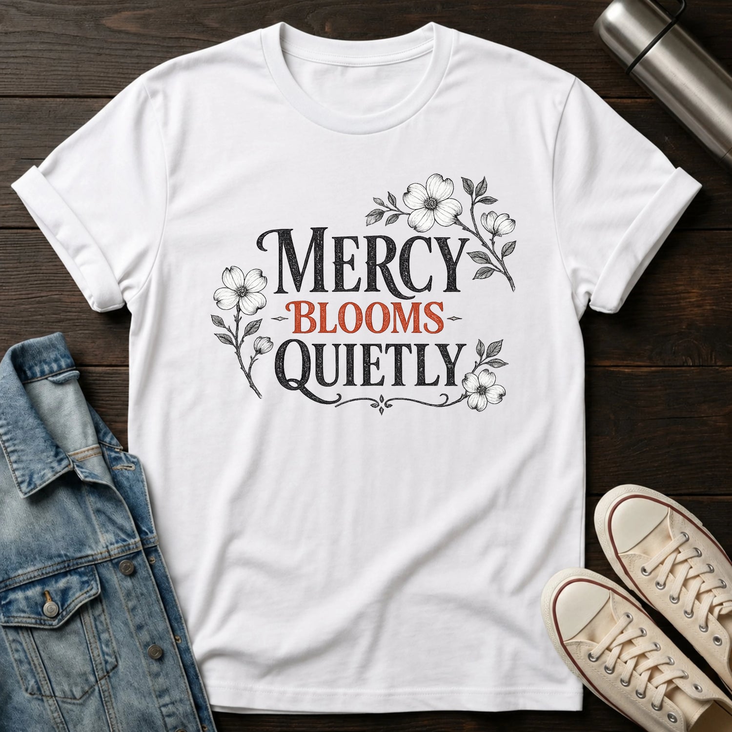Mercy Blooms Quietly T-Shirt