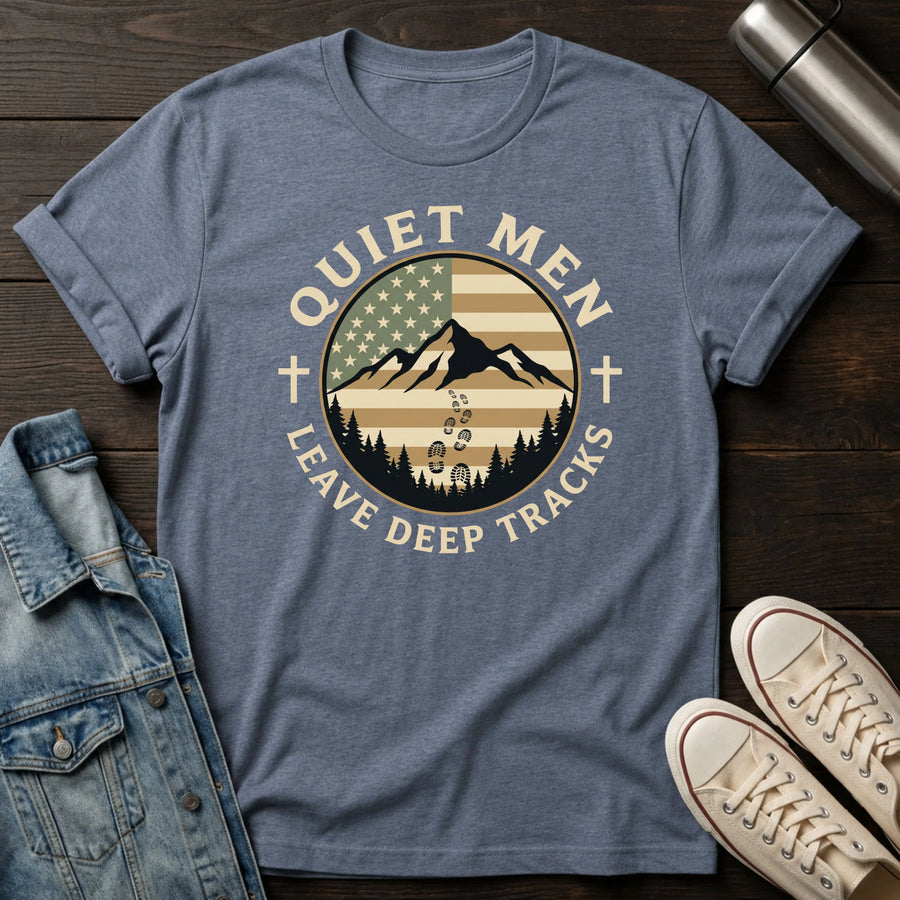 Heather Indigo — Deep Tracks Flag T-Shirt