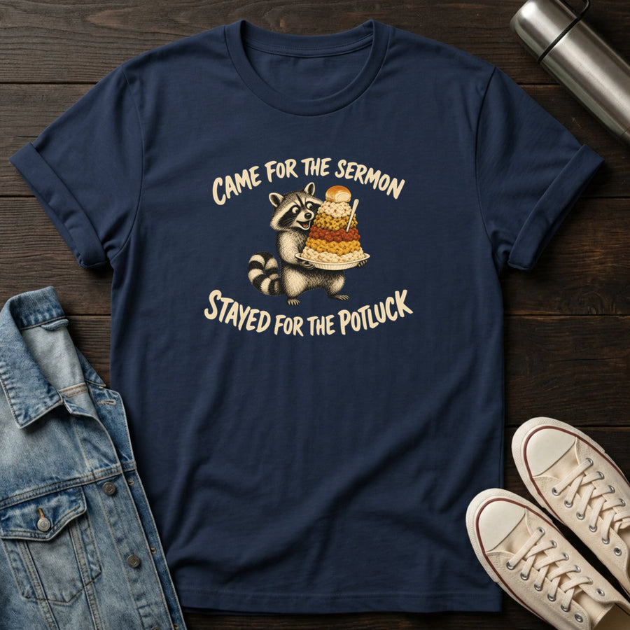 Navy — Stayed for Potluck T-Shirt