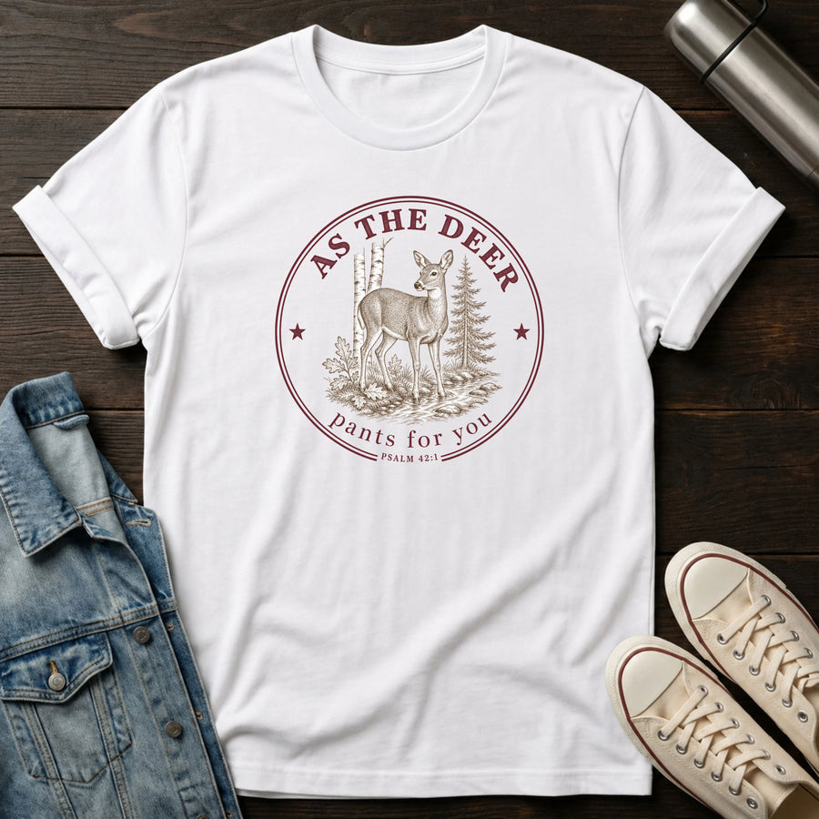 White — As The Deer T-Shirt