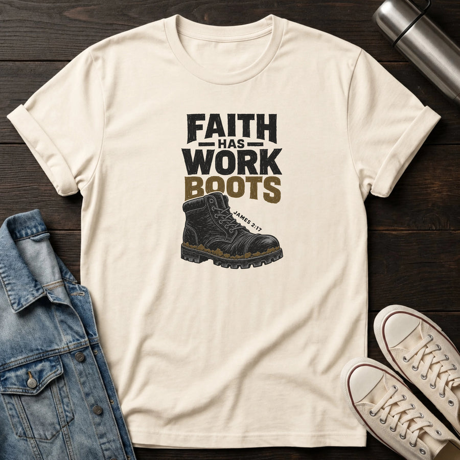 Natural — Faith has Work Boots T-Shirt