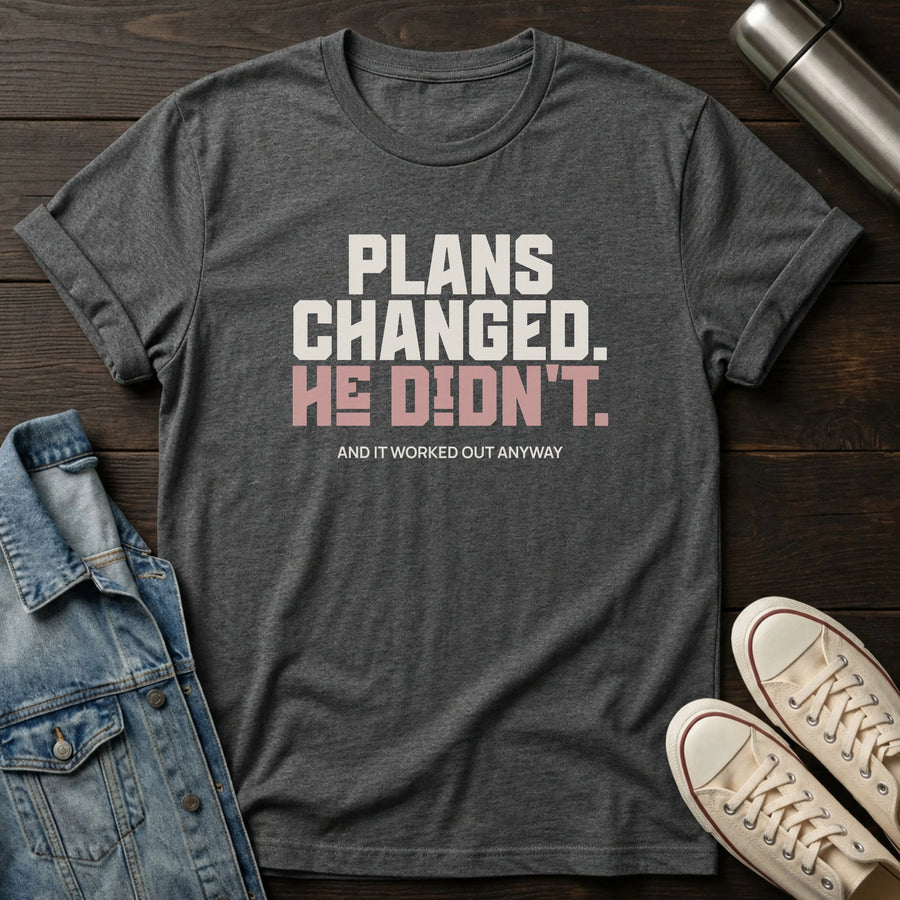 Dark Heather — He Doesn't Change T-Shirt