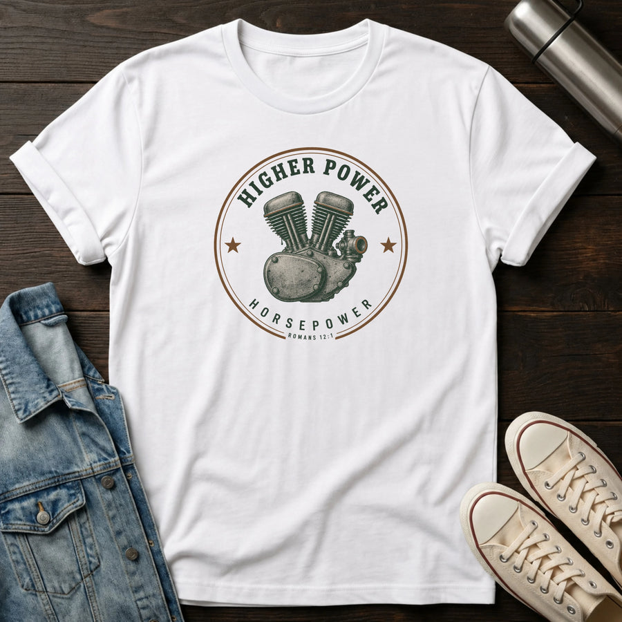 White — Higher Power Horsepower T-Shirt