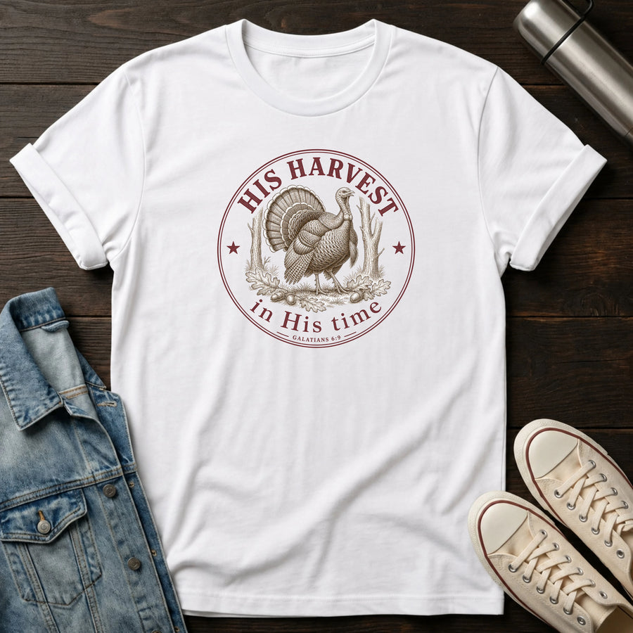 White — His Harvest His Time T-Shirt