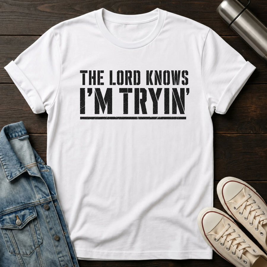 White — I'm Tryin' T-Shirt